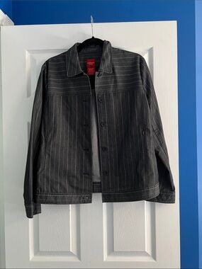 Olsen Charcoal Pinstripe Button-Front Blazer Jacket